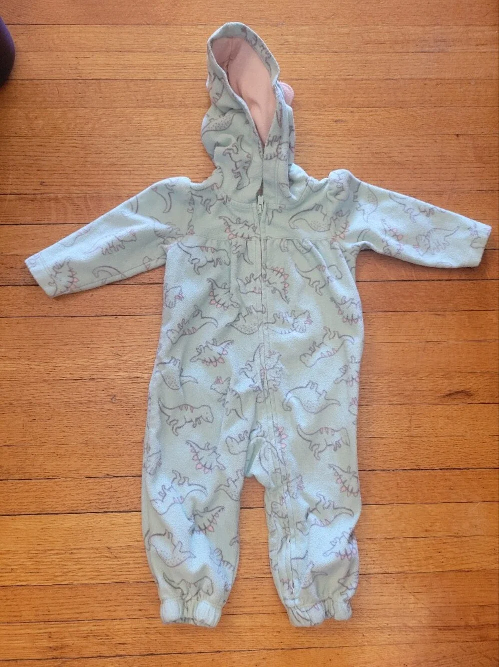 Carter's Mint Green and Pink Baby Fleece One-Piece